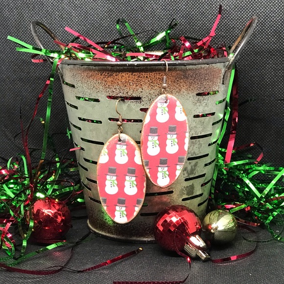 Christmas wooden earrings - Picture 5 of 10